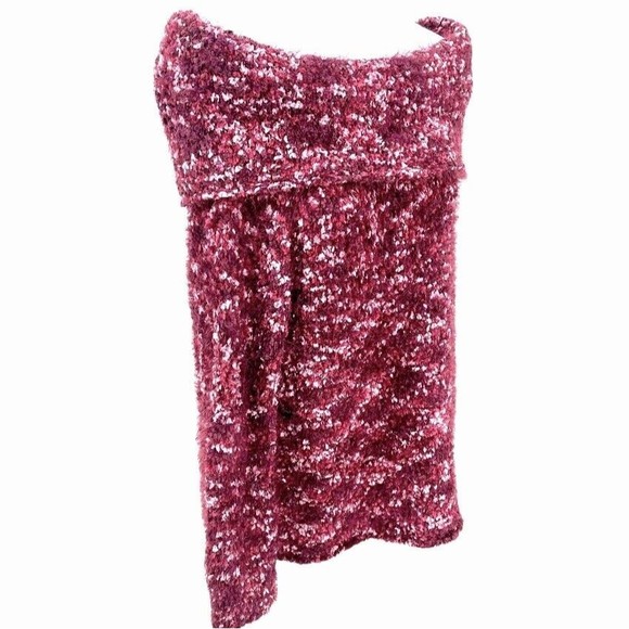 Knox Rose NEW Off Shoulder Eyelash Pullover Sweater Brandy Wine Women's Sz Large - Picture 6 of 12